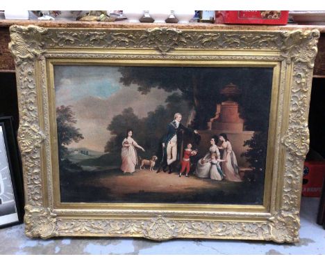 Large Georgian-style print on canvas in gilt frame