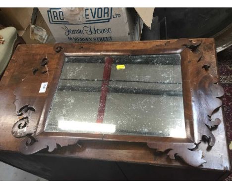 Georgian style walnut mirror 65x42 cm, oriental two fold screen together with gilt framed tapestry fire screen