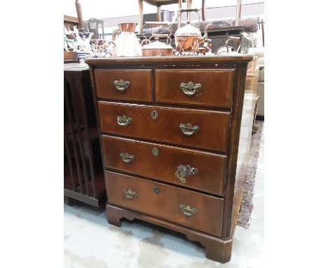 Harrods Queen Anne - style walnut television cabinet with rising false drawer front and drawer below on bracket feet