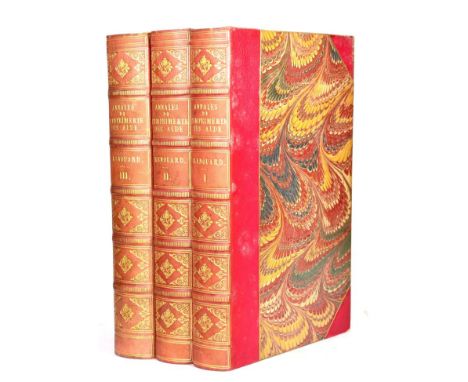 Renouard (Ant. Aug.) Annales de L'Imprimerie des Alde .., 1825, Paris, three volumes, portrait frontis to first and second vo