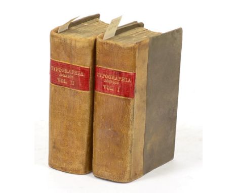 JOHNSON (J.) Typographia, or the Printers' Instructor …, 2 vols, 16mo, additional portrait titles and frontispieces, vellum b