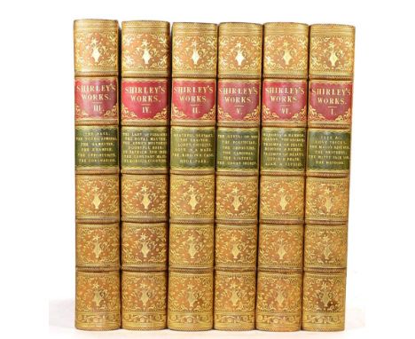 Shirley (James) The Dramatic Works and Poems of James Shirley .., 1833, Murray, six volumes, portrait frontis, calf gilt by B