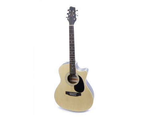 STAGG SA30ACE-N ELECTRO ACOUSTIC GUITARpickup mounted on bridge saddle, Stagg CL-4 Eq preamp with tuner, single cutaway, natu
