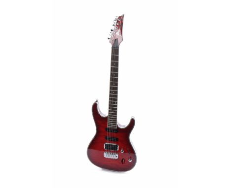 IBANEZ SA360QM THREE QUARTER ELECTRIC GUITARI: 1xxxxxxx9, made in Indonesia, humbucker at bridge, single coil pickups at neck