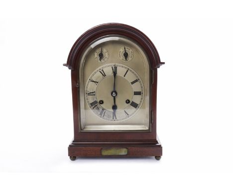 LATE VICTORIAN MAHOGANY CASED MANTEL CLOCK signed Gustave Becker, bearing number 2453644, with silvered Roman numeral chapter
