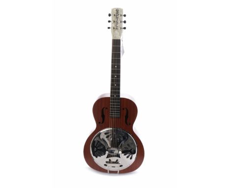 GRETSCH RESONATOR BOXCAR AMPLISONIC GUITARmodel number G9200, serial number CAXR1xxxx6, made in China, Grover tuning pegs, ac
