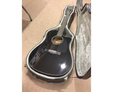 FENDER CD60CE ELECTRO ACOUSTIC GUITARBLK-DS-V2, serial number IPS1xxxxx8, made in Indonesia, Fender Fishman preamp with built