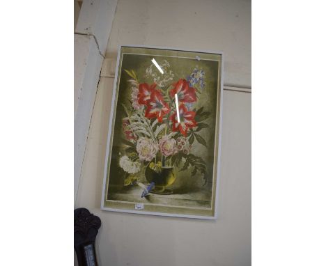 A framed print of flowers in a vase