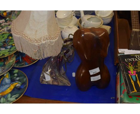 Art Glass table lamp together with a carved wooden torso