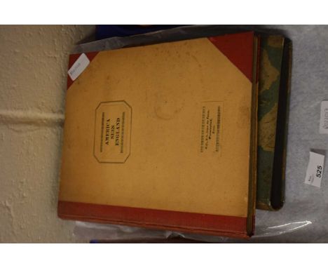 Photograph album book entitled America Sees England together with postcard album containing various colour postcards of vinta