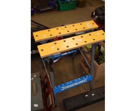 Folding metal work bench
