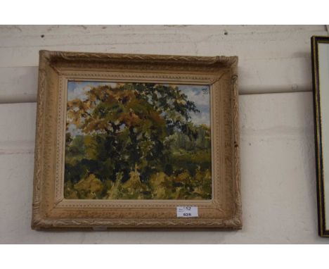 Framed oil on canvas, abstract landscape