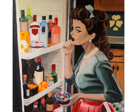 Unframed - Acrylic paint 700mm x 700mm&nbsp;&nbsp;
"ARTIST STATEMENT: This artwork represents a 1950's housewife gazing longi