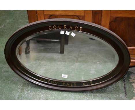 Breweriana - A mid 20th century oval wall mirror, Courage, Alton pale ale.
