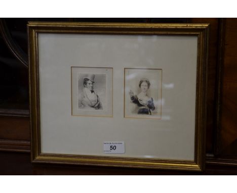 English School (19th century), a pair of portrait miniatures, framed as one, of a young lady and an African gentleman, pencil