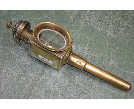 A Victorian brass coaching lamp by Limehouse Lamp Co., stamped, c.1870