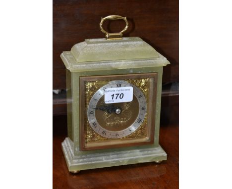 An Elliott green onyx mantle clock.