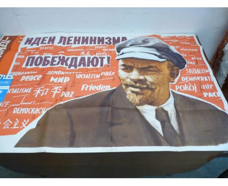 2 1960s Russian Propaganda Poster of Lenin and another 94 x 67cm 