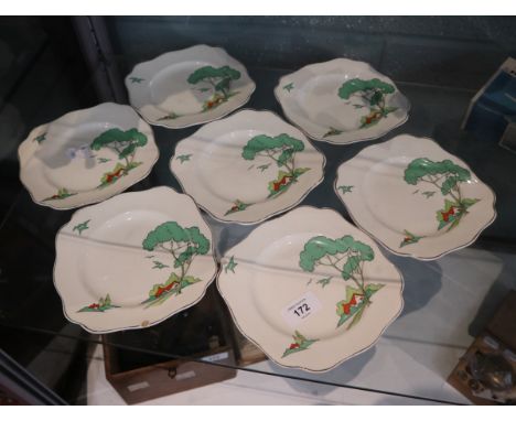 7 Clarice Cliff Snow White pattern plates 