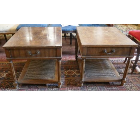 Pair of burr walnut sofa end tables - Approx size W: 56cm D: 66cm H: 54cm 