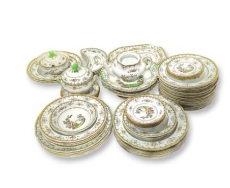 A collection of Spode Copeland's chinaware of the "Chelsea" pattern. Includes dishes, bowls, teacups, teapots and vases