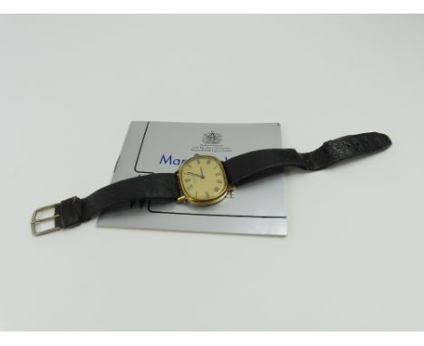 Mappin - a circa 1970s gentleman's manual wind wristwatch, the oval gold dial with black Roman numerals and hands, in a gold 