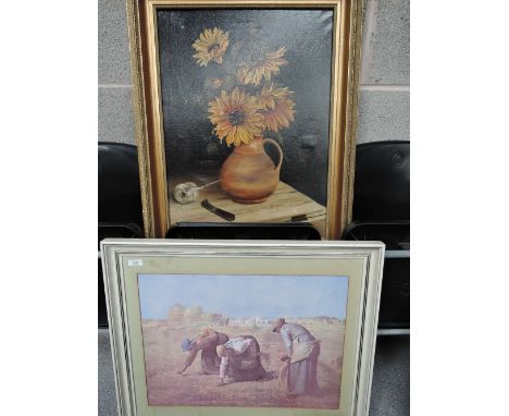 A vintage oil on canvas signed B Brett, 1932 AF and print
