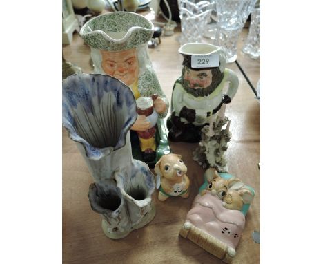 A selection of ceramics including Copeland Spode jugs