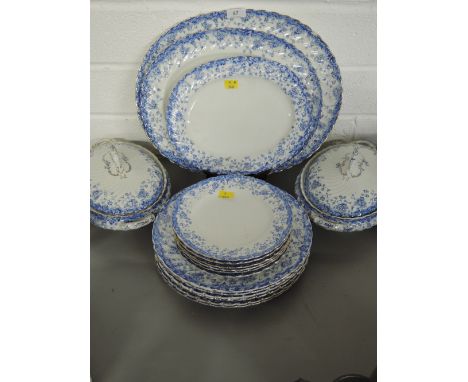 A part dinner service by The Fenton Potteries blue and white transfer print 25 piece approx