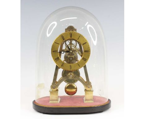 Simmons of London - a late Victorian brass A-frame skeleton clock, having eight-day chain driven fusee movement with anchor e