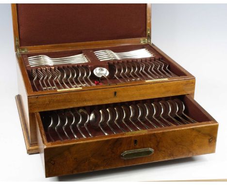 A Goldsmiths &amp; Silversmiths Company Ltd full twelve-place setting silver cutlery suite in fitted canteen, in the Hanoveri