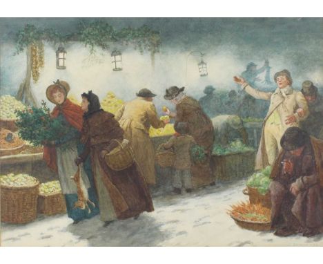 John Charles Dollman (1851-1934) - Christmas marketing, watercolour, signed and dated '93 lower right, 25 x 35cmPaper good.Li