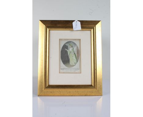 Set of twelve theatrical portrait engravings, to include The Fashionable Lovers Act I. Scene III. and others, housed in gilt 