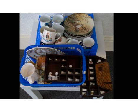 Box of Mixed Ceramics to include: Two King George V Silver Jubilee Mugs, Queen Elizabeth II Coronation Mug, Queen Elizabeth !