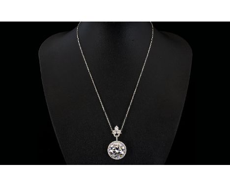 Stunning Diamonique 22ct Pendant with a Sterling Silver Chain. Well Made and of Good Quality, Looks Stunning on, Is a Real Ey