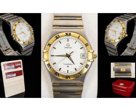 Omega - Constellation 18ct Gold and Steel 13123000 Automatic Chronometer Gents Wrist Watch. Watch No 59706247, Calibre No 153