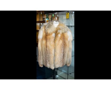 A Vintage Red Fox Jacket Ladies hip length jacket with small shawl collar side seam pockets, hook and eye closure and bishop 