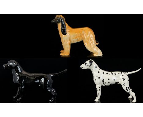 Three Beswick Ceramic Dog Figures Each in very good condition, each with Beswick backstamp to include model no.961 Dalmation 