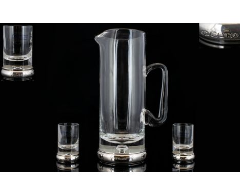 Broadway Silversmiths - Superb Quality Boxed Silver and Crystal Water Jug with Solid Silver Foot Rim, Made to Celebrate the Q