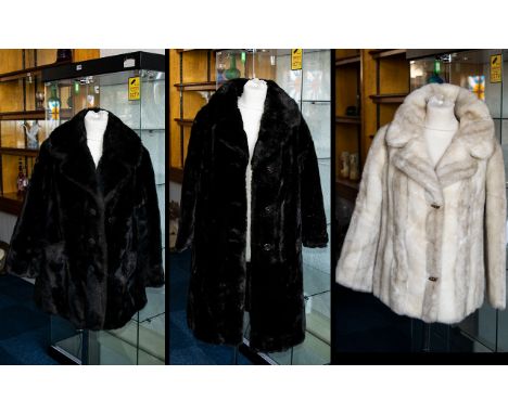 A Collection Of Three Vintage Simulated Fur Coats Each in good condition, each in plush faux fur. To include 1960's evening j