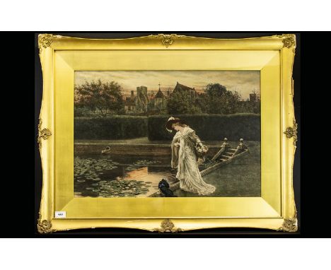 Herbert Thomas Dicksee British ( 1862 - 1942 ) Coloured Etching, Printed In Sepia. Title ' The Wishing Pool ' Date 1903, From