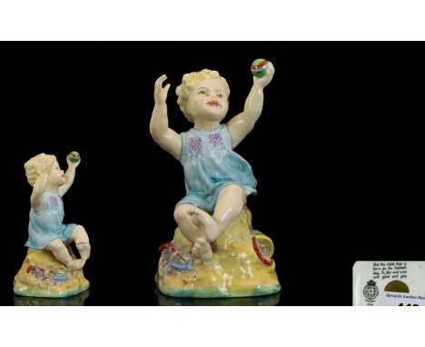 Royal Worcester Hand Painted Porcelain Figurine ' Sabbath Day ' -Child That Is Born on This Day Is Fair and Wise, Good and Ga