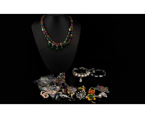 Good Collection of Costume Jewellery, Includes Tibetan Silver Items, Earrings, Bracelets, Necklaces with Jade Pendants, Styli