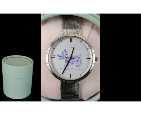 Radley Ladies Stainless Steel Statement Watch Boxed watch with silver tone mesh bracelet and oversized dial and baton numeral