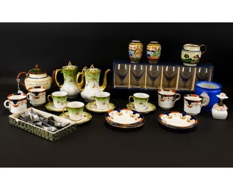A Small Collection Of Ceramics including Cornish Ware and part teaset and coffee pot. Also To Include Silver Plated Art Deco 
