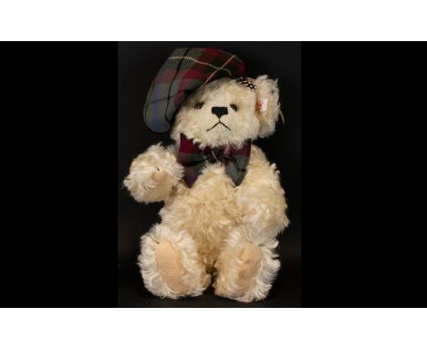 Steiff - White Mohair Scottish Teddy Bear 2001 - A Specially Commissioned Edition of Just 3000 Bears. Made Exclusively for Th