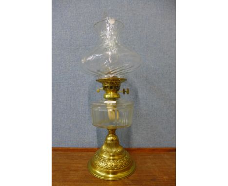 A Victorian brass oil lamp 