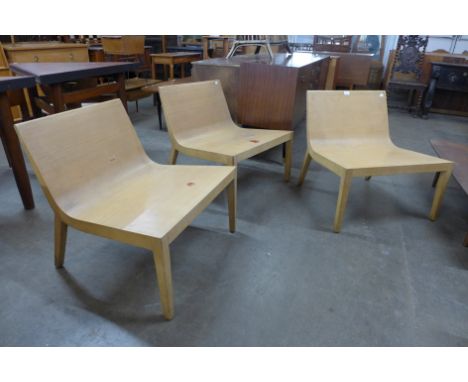 A set of three Andreu World ply wood chairs, model RDL7291, designed by Alberto Lievore and Jeanette Altherr 
