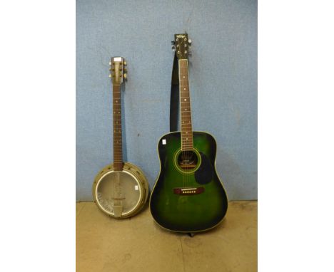 A vintage guitar and a banjo 