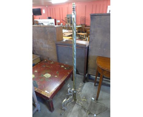 A French brass floor standing lamp 